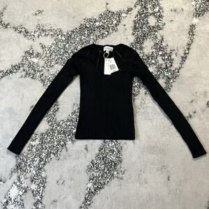 L Space Sweater Womens‎ Size XS Black Camryn Fitted Ribbed Knit Long Sleeve